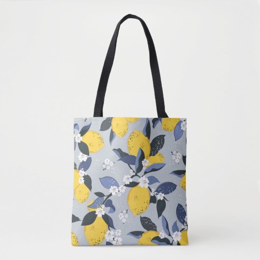 Kleurrijke citroenen: Citrus bloemmotief Tote Bag (Voorkant)