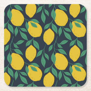 Kleurrijke citroenen: met de hand getekende levend kartonnen onderzetters