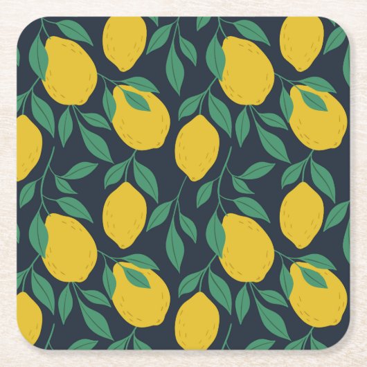 Kleurrijke citroenen: met de hand getekende levend kartonnen onderzetters (Voorkant)