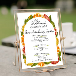 Kleurrijke Citrus Baby shower Signature Drink Sign Poster
