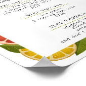 Kleurrijke Citrus Baby shower Signature Drink Sign Poster (Hoek)