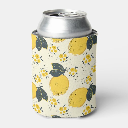 Kleurrijke citrus, citroenbloem patroon. blikjeskoeler (Blikje Voorkant)