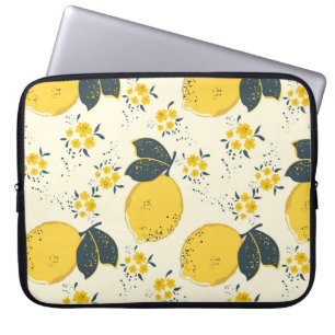 Kleurrijke citrus, citroenbloem patroon. laptop sleeve