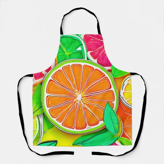 Kleurrijke Citrus Pop Art Schort (Voorkant)