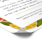 Kleurrijke Citrusgebeden voor Baby shower Teken Poster (Hoek)