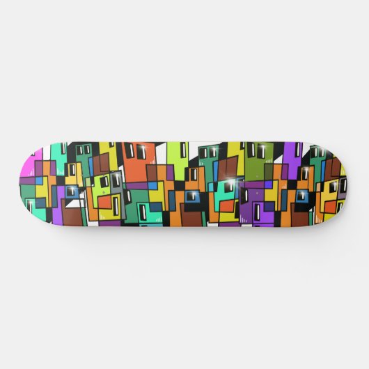 Kleurrijke Cityscape Skateboard Deck (Horizontaal)