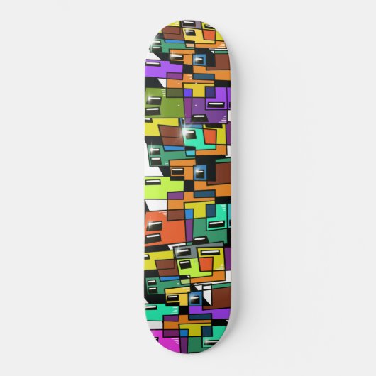 Kleurrijke Cityscape Skateboard Deck (Voorkant)