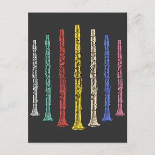 kleurrijke Clarinets Briefkaart (Voorkant)