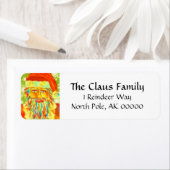 "Kleurrijke Claus" Kerstman Etiket (Insitu)