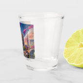 Kleurrijke Cleveland Silhouette Abstracte Kunst Shot Glas (Rechts)