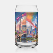 Kleurrijke Cleveland Skyline Blikvorm Glas (Rechts)