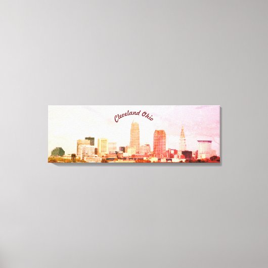 Kleurrijke Cleveland Skyline Canvas Print (Voorkant)