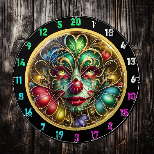 Kleurrijke Clown Face Dartboard met rode neus Dartbord