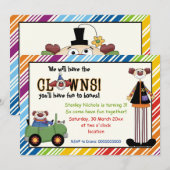 Kleurrijke clown gestreepte border kids verjaardag kaart (Voorkant / Achterkant)