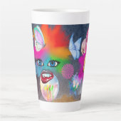Kleurrijke clown karakter latte mok (Voorkant)