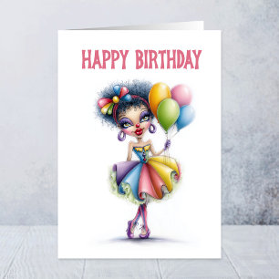 Kleurrijke Clown met Ballonnen Verjaardag Kaart