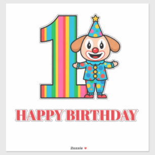 Kleurrijke Clown Met Regenboog Nummer Sticker