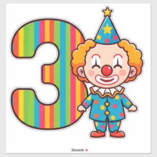 Kleurrijke Clown Met Regenboog Nummer Sticker