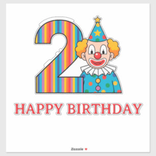 Kleurrijke Clown Met Regenboog Nummer Sticker