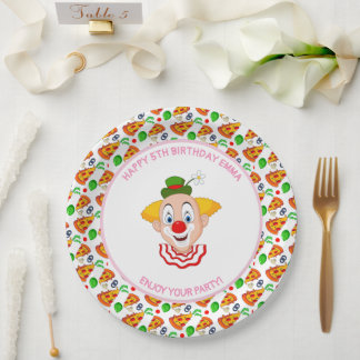 Kleurrijke Clown Pizza Verjaardagsfeestje Klein Me Papieren Bordje