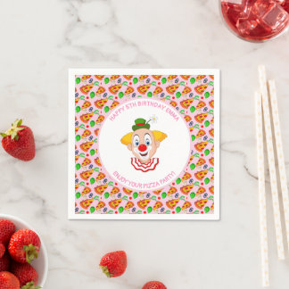 Kleurrijke Clown Pizza Verjaardagsfeestje Kleine M Servet