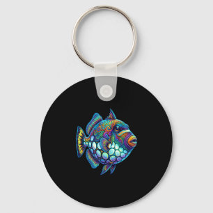 Kleurrijke clown triggerfish abstracte oceaan kuns sleutelhanger