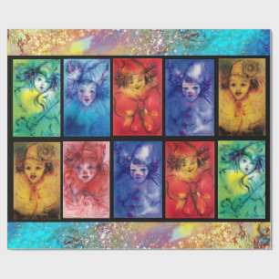 KLEURRIJKE CLOWNS COLLECTIE Venetiaanse Carnaval G Cadeaupapier