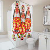 Kleurrijke clowns kinderdouche gordijn wit (In situ)