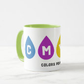 Kleurrijke CMYK Inktdruppels Mok (Voorkant links)
