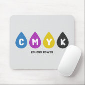 Kleurrijke CMYK Inktdruppels Muismat (Met muis)