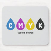 Kleurrijke CMYK Inktdruppels Muismat (Voorkant)