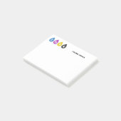 Kleurrijke CMYK-inktdruppels Post-it® Notes (Schuin)