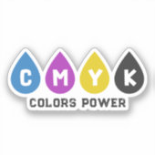 Kleurrijke CMYK Inktdruppels Sticker (Voorkant)