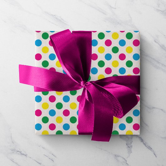 Kleurrijke CMYK Polka Dots Cadeaupapier