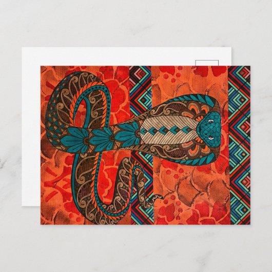 kleurrijke cobra briefkaart (Voorkant / Achterkant)