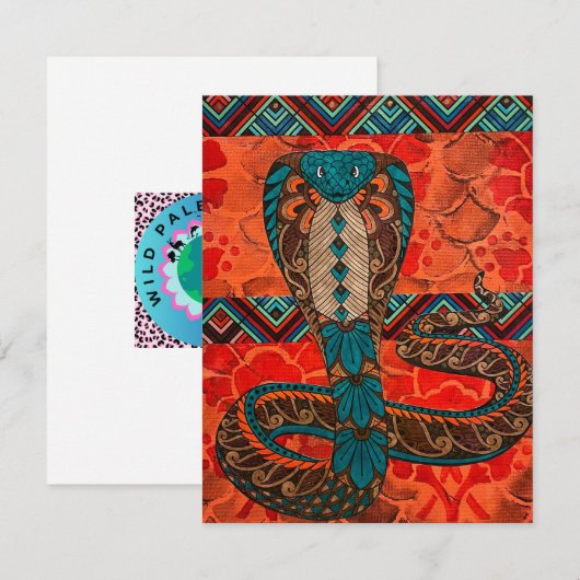 kleurrijke cobra notitiekaartje (Voorkant / Achterkant)