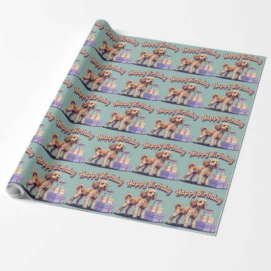 Kleurrijke Cockapoo Hond Cadeaupapier (Uitgerold)