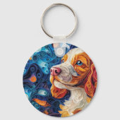 Kleurrijke Cocker Spaniel Dog Portrait Sleutelhanger (Voorkant)