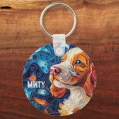 Kleurrijke Cocker Spaniel Dog Portrait Sleutelhanger (Achterkant)