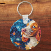 Kleurrijke Cocker Spaniel Dog Portrait Sleutelhanger (Voorkant)