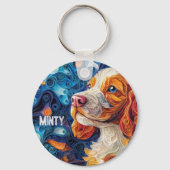 Kleurrijke Cocker Spaniel Dog Portrait Sleutelhanger (Achterkant)