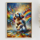Kleurrijke Cocker Spaniel Rainbow Splatter Custom Poster