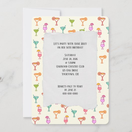 Kleurrijke Cocktail Collectie verjaardagsfeestje Kaart (Voorkant)