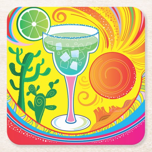 Kleurrijke Cocktail Kartonnen Onderzetters (Voorkant)