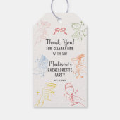 Kleurrijke Cocktail Party Retro Bachelorette Favor Cadeaulabel (Achterkant)