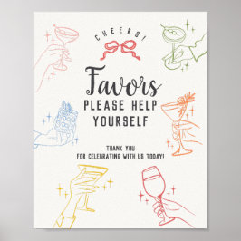 Kleurrijke Cocktail Party Retro Favorieten Teken Poster