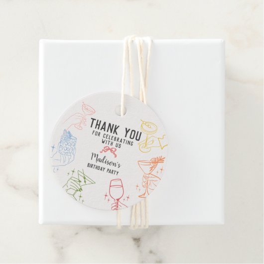 Kleurrijke Cocktail Party Retro Verjaardagsfeest Bedankjes Labels (In situ)