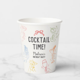 Kleurrijke Cocktail Party Retro Verjaardagsfeest Papieren Bekers