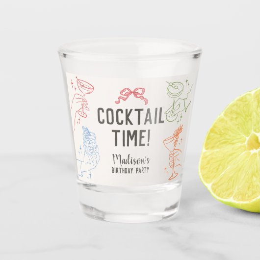 Kleurrijke Cocktail Party Retro Verjaardagsgunsten Shot Glas (Voorkant)