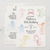 Kleurrijke Cocktail Party Verjaardagsfeestje Uitno (Voorkant / Achterkant)